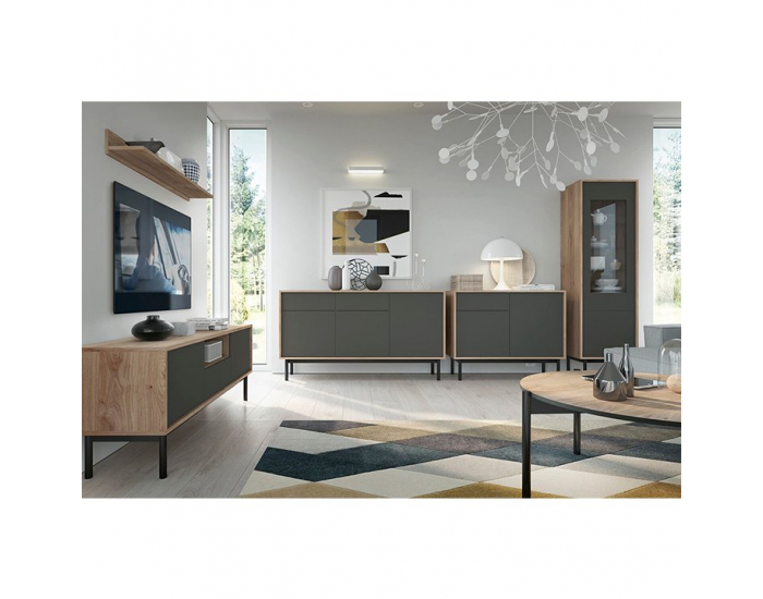 TV stolík Bergen BRTV104 - dub Jackson Hickory / grafit / čierna