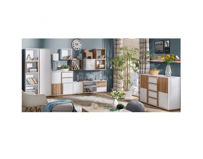 TV stolík Knox E4 - biela / orech select