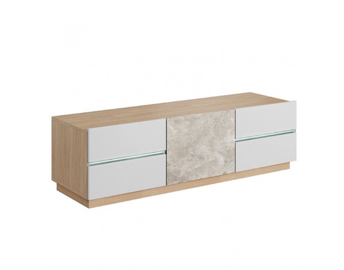 TV stolík Laguna 135 - dub jantár / biely mat / betón