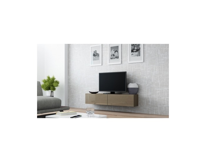 TV stolík na stenu Vigo 140 - latte / latte lesk