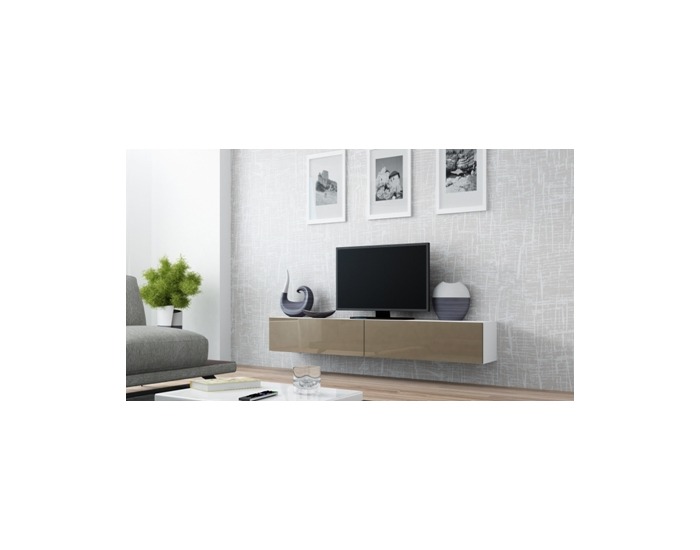TV stolík na stenu Vigo 180 - biela / latte lesk