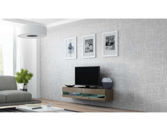 TV stolík na stenu Vigo New 140 - latte / latte lesk