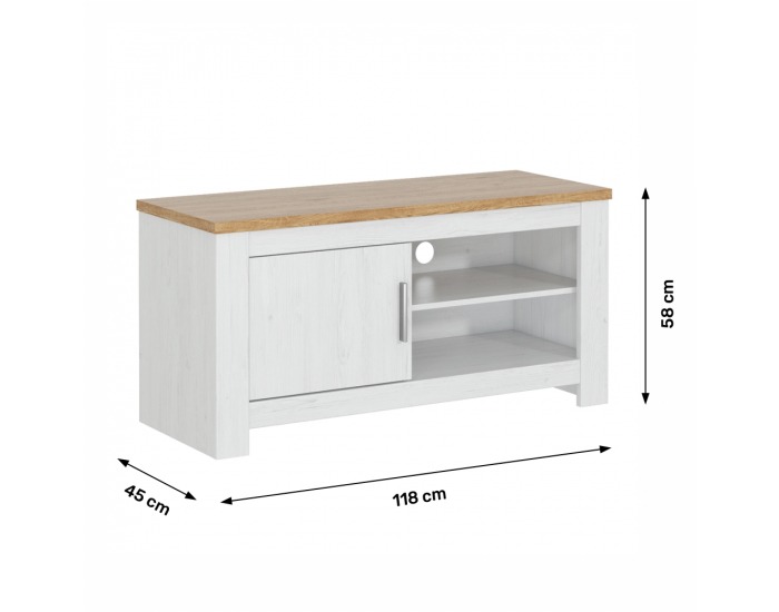 TV stolík Rene 118 - biela andersen / dub bernstein