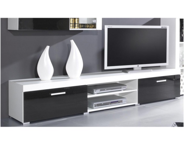 TV stolík Samba REG8 - biela / čierny lesk