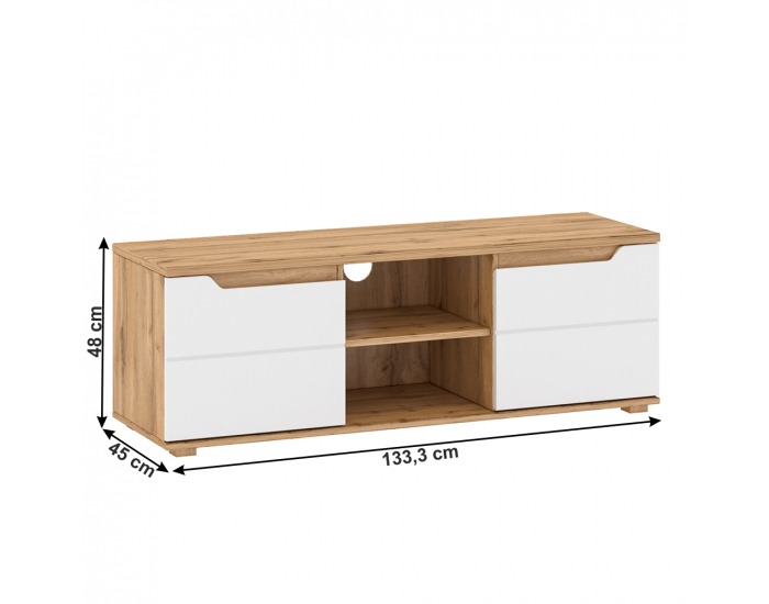 TV stolík Vinco B - dub wotan / biely lesk