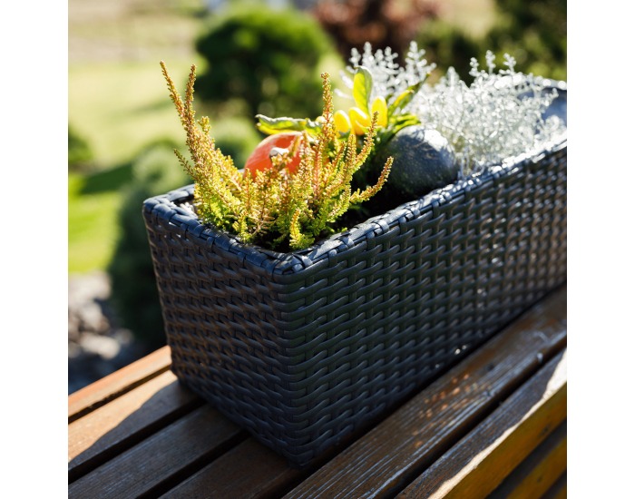 Ratanový kvetináč Tyrion - čierna