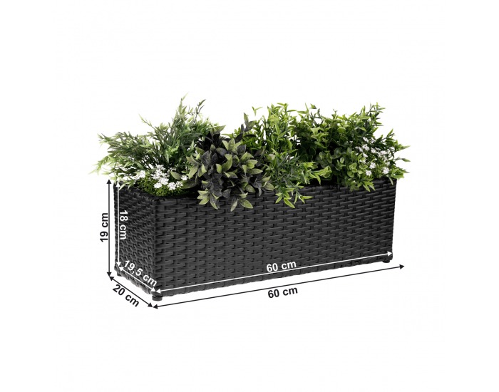 Ratanový kvetináč Tyrion - čierna