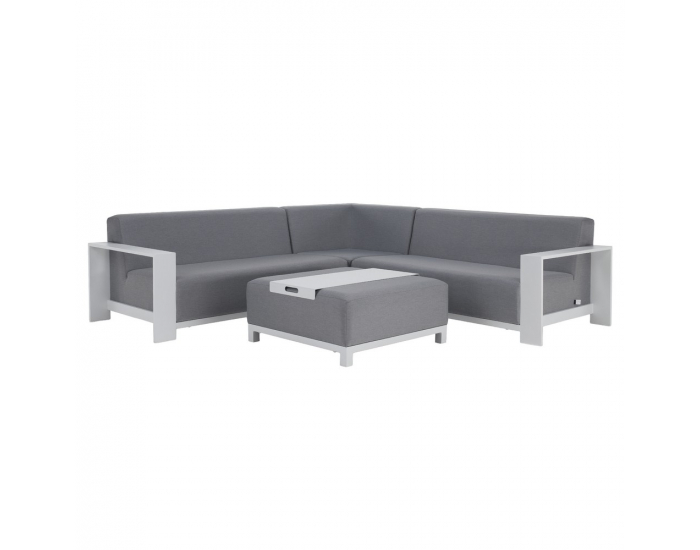 Hliníkový záhradný set Ubul - svetlosivá / biela