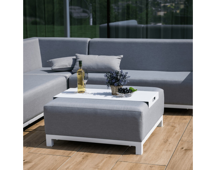 Hliníkový záhradný set Ubul - svetlosivá / biela