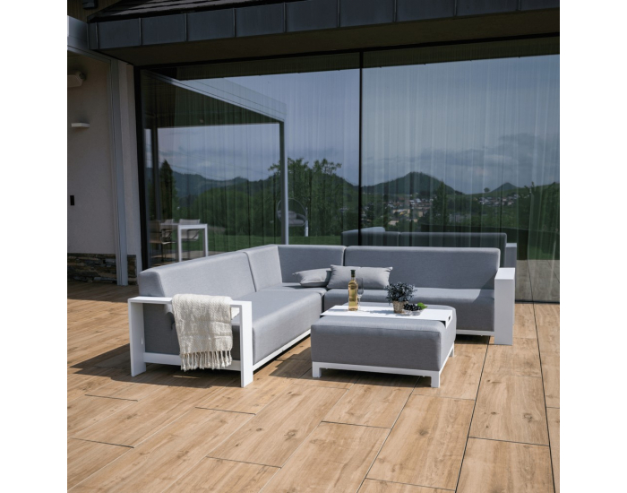 Hliníkový záhradný set Ubul - svetlosivá / biela