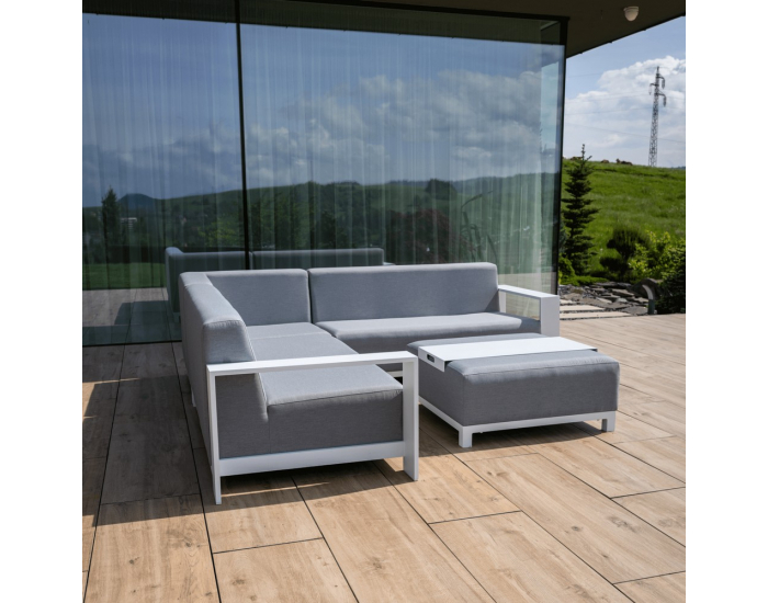 Hliníkový záhradný set Ubul - svetlosivá / biela