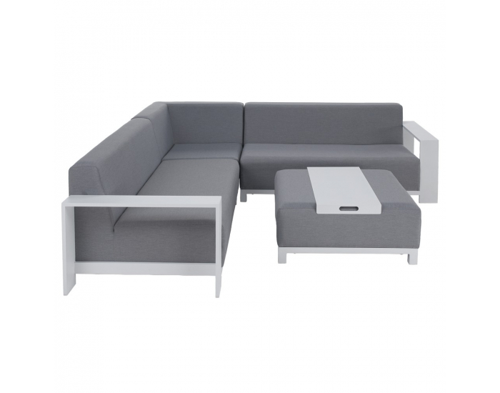 Hliníkový záhradný set Ubul - svetlosivá / biela