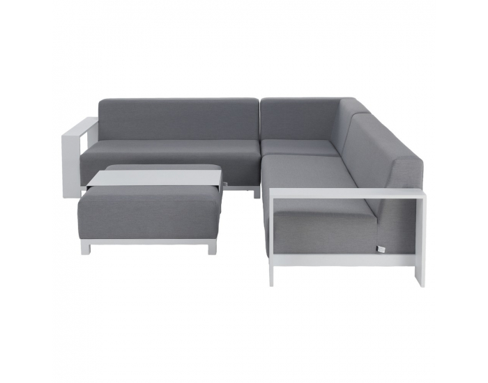 Hliníkový záhradný set Ubul - svetlosivá / biela