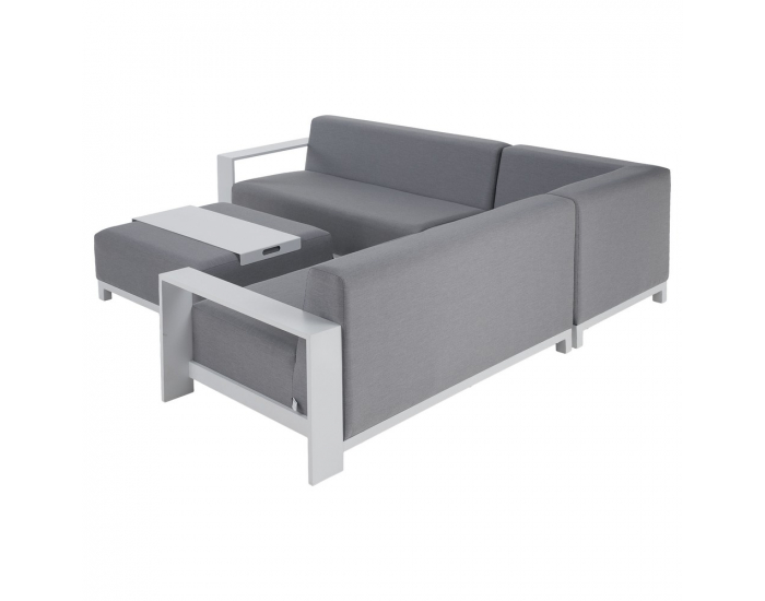 Hliníkový záhradný set Ubul - svetlosivá / biela