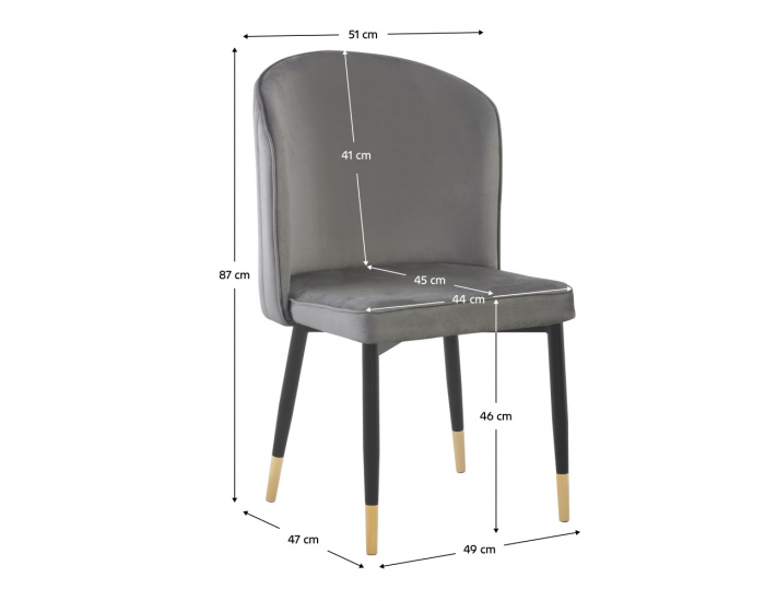 Jedálenská stolička Udaja - sivá (Velvet) / čierna