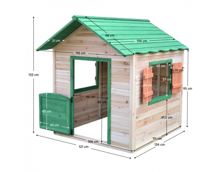 Drevený záhradný domček pre deti Udim - prírodná / zelená
