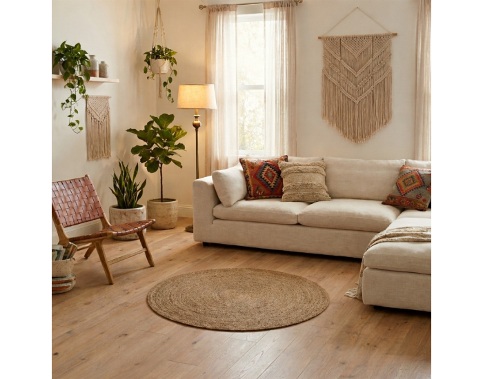 Okrúhly koberec Uland 120 cm - prírodná