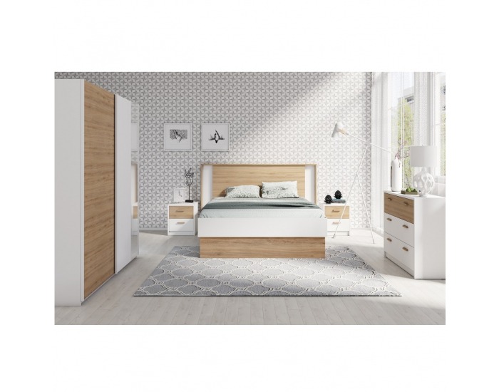 Úložný priestor k posteli Simpla - biela / dub divoký