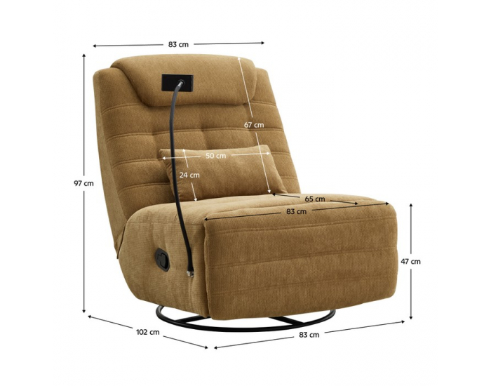 Otočné hojdacie kreslo Umbro - horčicová