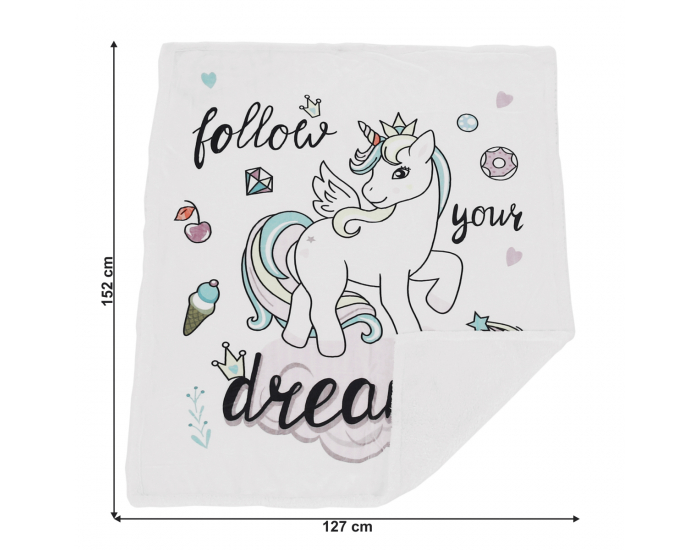 Obojstranná baránková deka Unikorn 127x152 cm - biela / vzor jednorožec