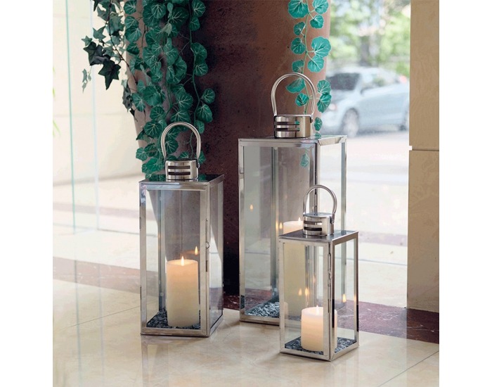 Kovový lampáš Uranio Typ 1 29,6 cm - strieborná