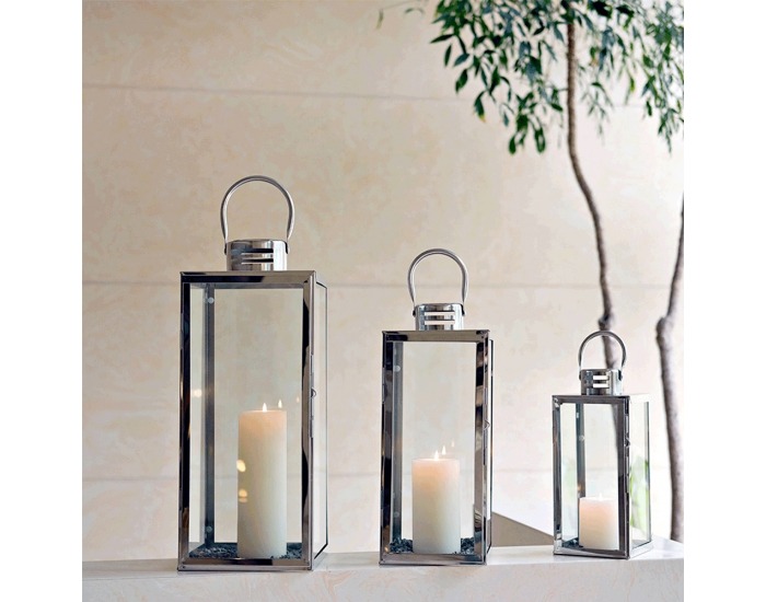 Kovový lampáš Uranio Typ 1 29,6 cm - strieborná