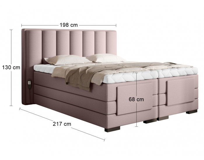 Elektrická polohovacia manželská posteľ Vajana 180 - svetloružová