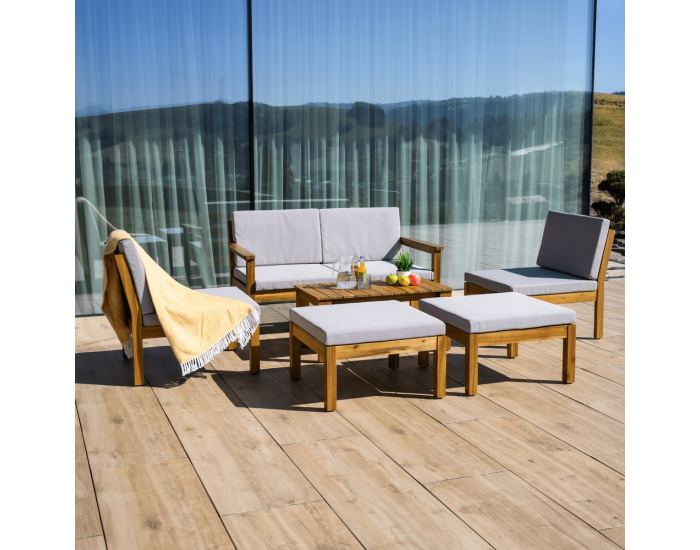 Záhradný nábytok Valdez - svetlosivá / prírodná