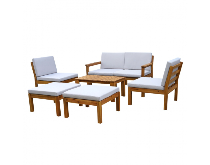 Záhradný nábytok Valdez - svetlosivá / prírodná