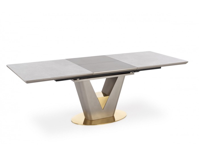 Rozkladací jedálenský stôl Valentino - svetlosivá / zlatá