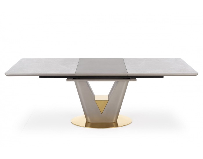 Rozkladací jedálenský stôl Valentino - svetlosivá / zlatá