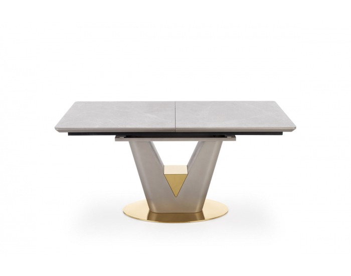 Rozkladací jedálenský stôl Valentino - svetlosivá / zlatá