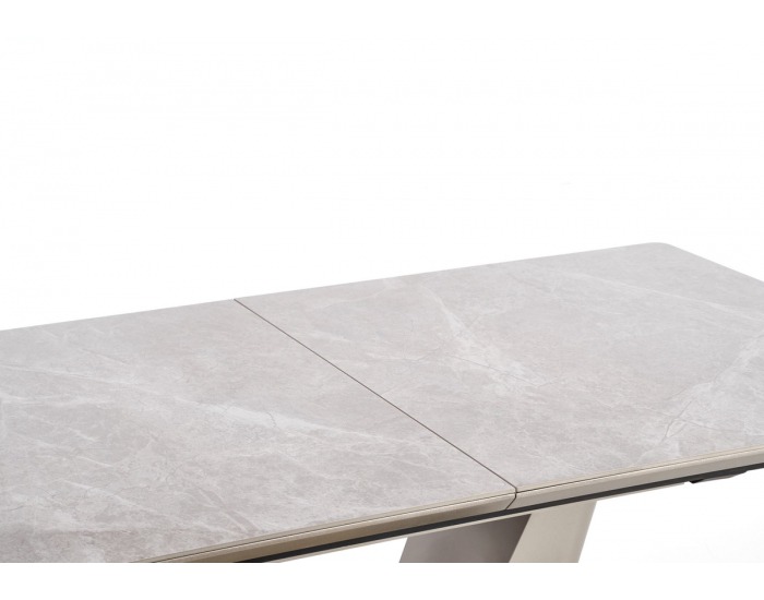 Rozkladací jedálenský stôl Valentino - svetlosivá / zlatá