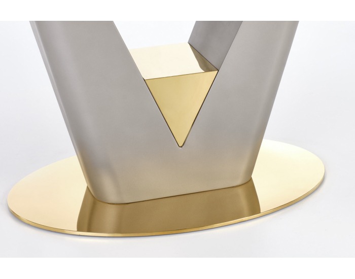 Rozkladací jedálenský stôl Valentino - svetlosivá / zlatá