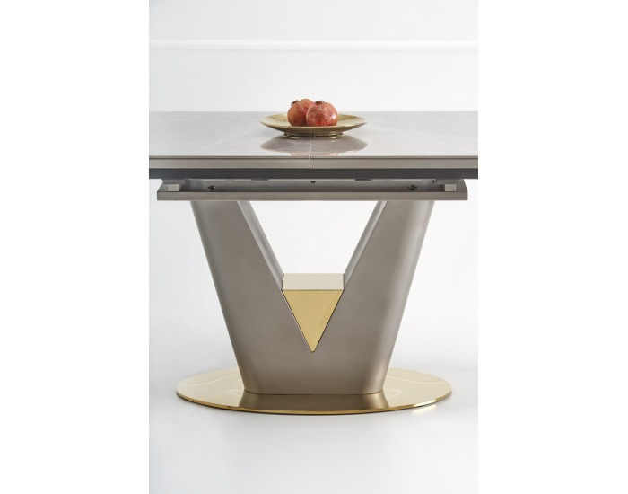 Rozkladací jedálenský stôl Valentino - svetlosivá / zlatá