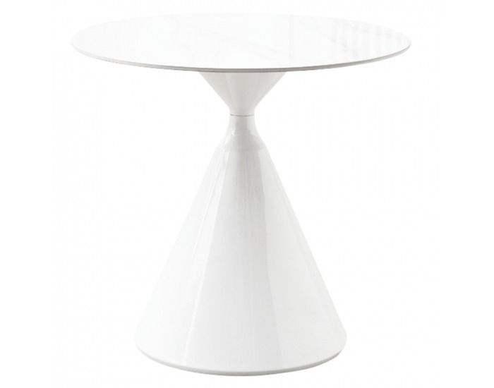 Okrúhly jedálenský stôl Valer 80 - svetlý mramor / biela