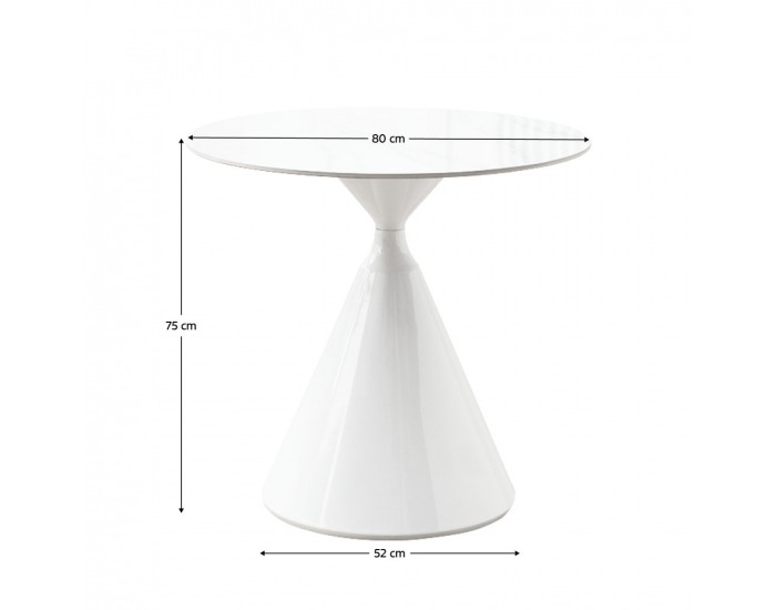 Okrúhly jedálenský stôl Valer 80 - svetlý mramor / biela