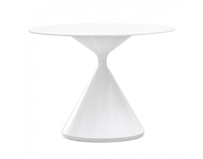 Okrúhly jedálenský stôl Valer Typ 2 100 - svetlý mramor / biela