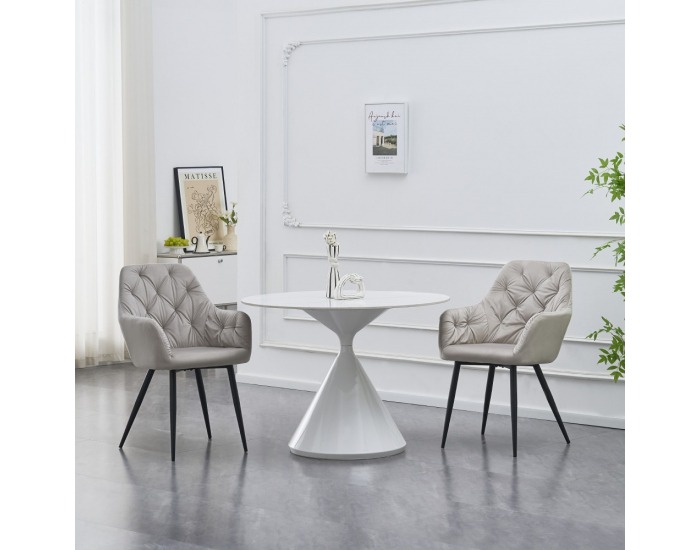 Okrúhly jedálenský stôl Valer Typ 2 100 - svetlý mramor / biela