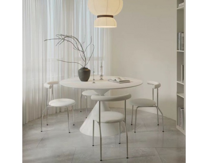 Okrúhly jedálenský stôl Valer Typ 2 100 - svetlý mramor / biela