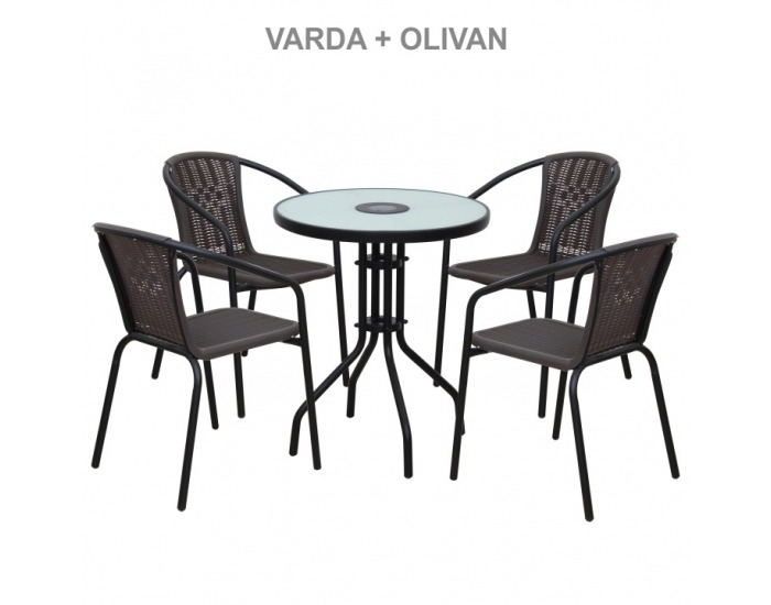 Záhradná stolička Varda - tmavohnedá / čierna