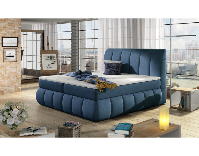 Čalúnená manželská posteľ s úložným priestorom Vareso 160 - modrá (Orinoco 80)