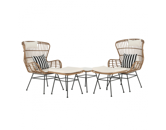 Záhradný set z umelého ratanu Vasal - čierna / prírodná / béžová / čierno-biely pásik