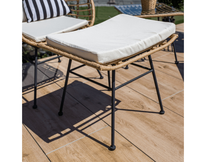 Záhradný set z umelého ratanu Vasal - čierna / prírodná / béžová / čierno-biely pásik