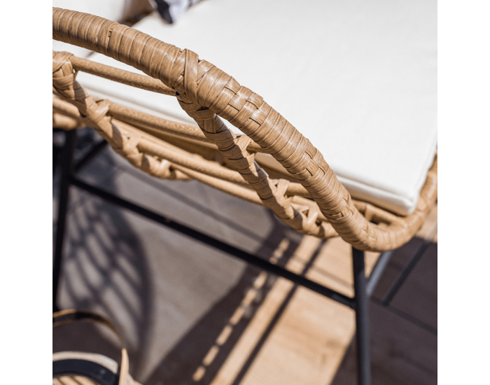 Záhradný set z umelého ratanu Vasal - čierna / prírodná / béžová / čierno-biely pásik