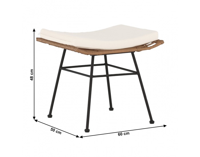Záhradný set z umelého ratanu Vasal - čierna / prírodná / béžová / čierno-biely pásik