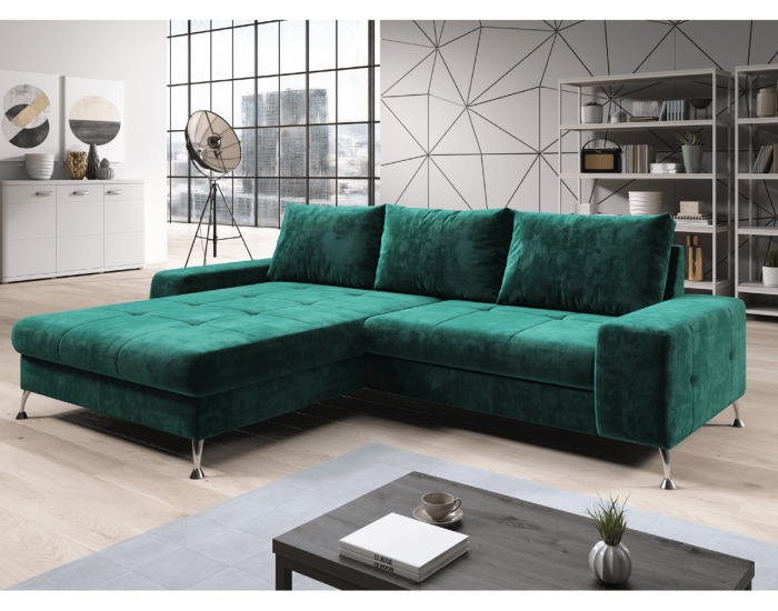 Rohová sedačka s rozkladom a úložným priestorom Vasat Roh L - smaragdová