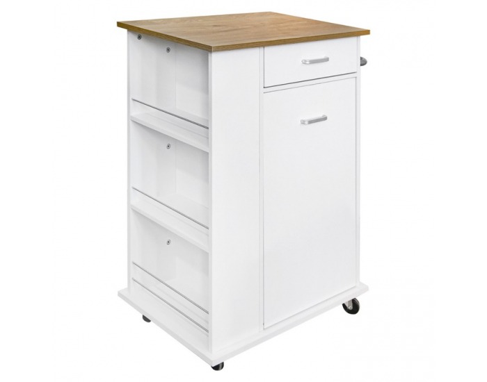 Výklopná skrinka s odpadkovým košom Vasin - biela / dub