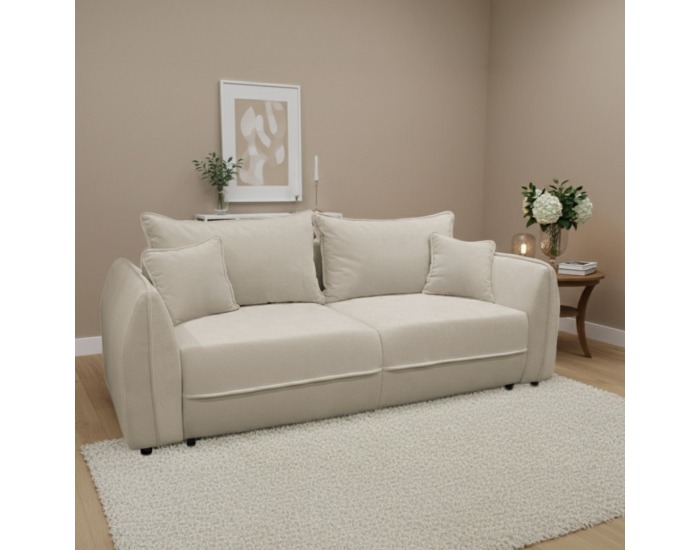 Rozkladacia pohovka s úložným priestorom Vebi Big Sofa - krémová