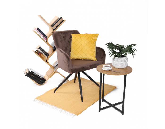 Dizajnové otočné kreslo Veleza - hnedá (Velvet) / čierna